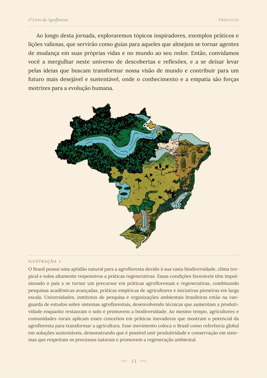 Página do prólogo com a ilustração do mapa do Brasil e seus biomas.