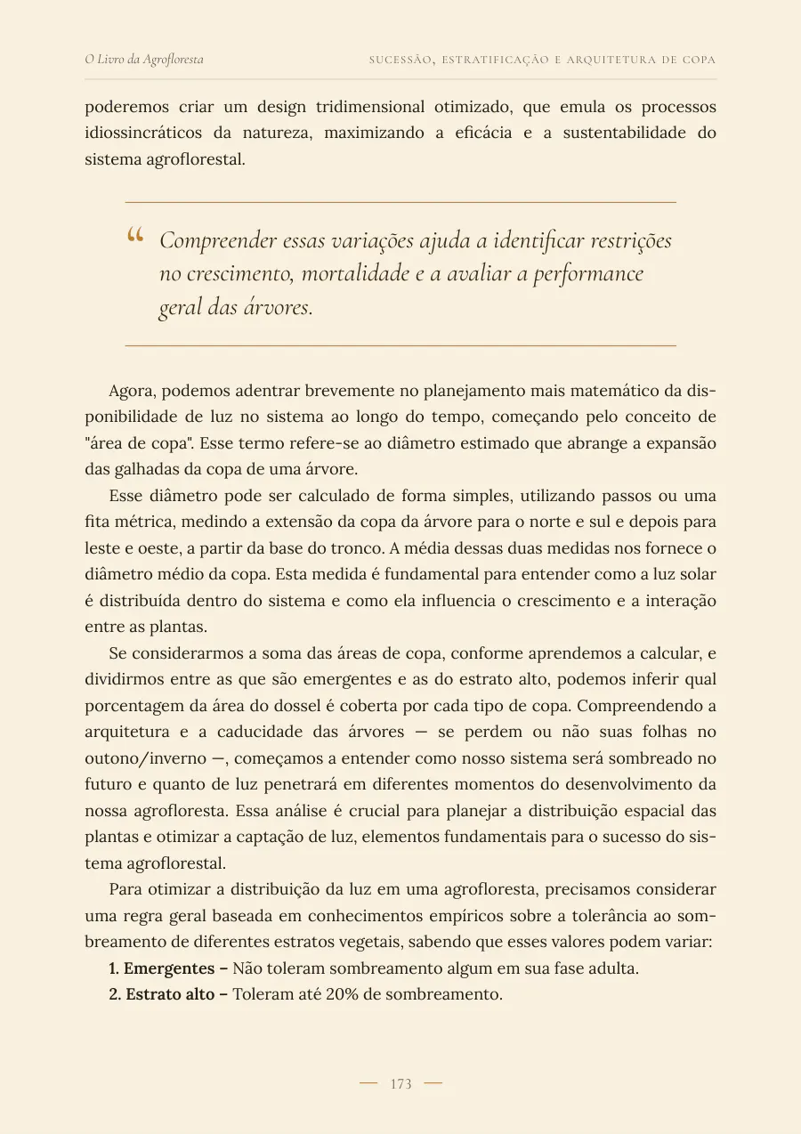Página sobre sombreamento por estrato, com a regra para emergentes e estrato alto.